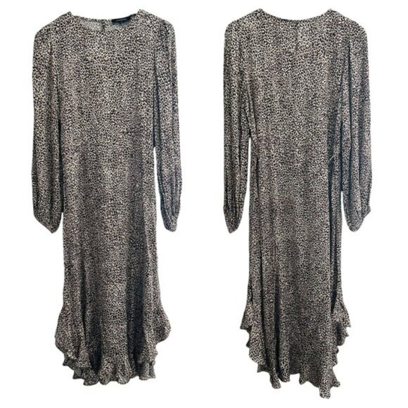 Olivaceous Tan and Black Sheath Dress with Bishop Sleeves Size Medium NWT - Picture 1 of 16